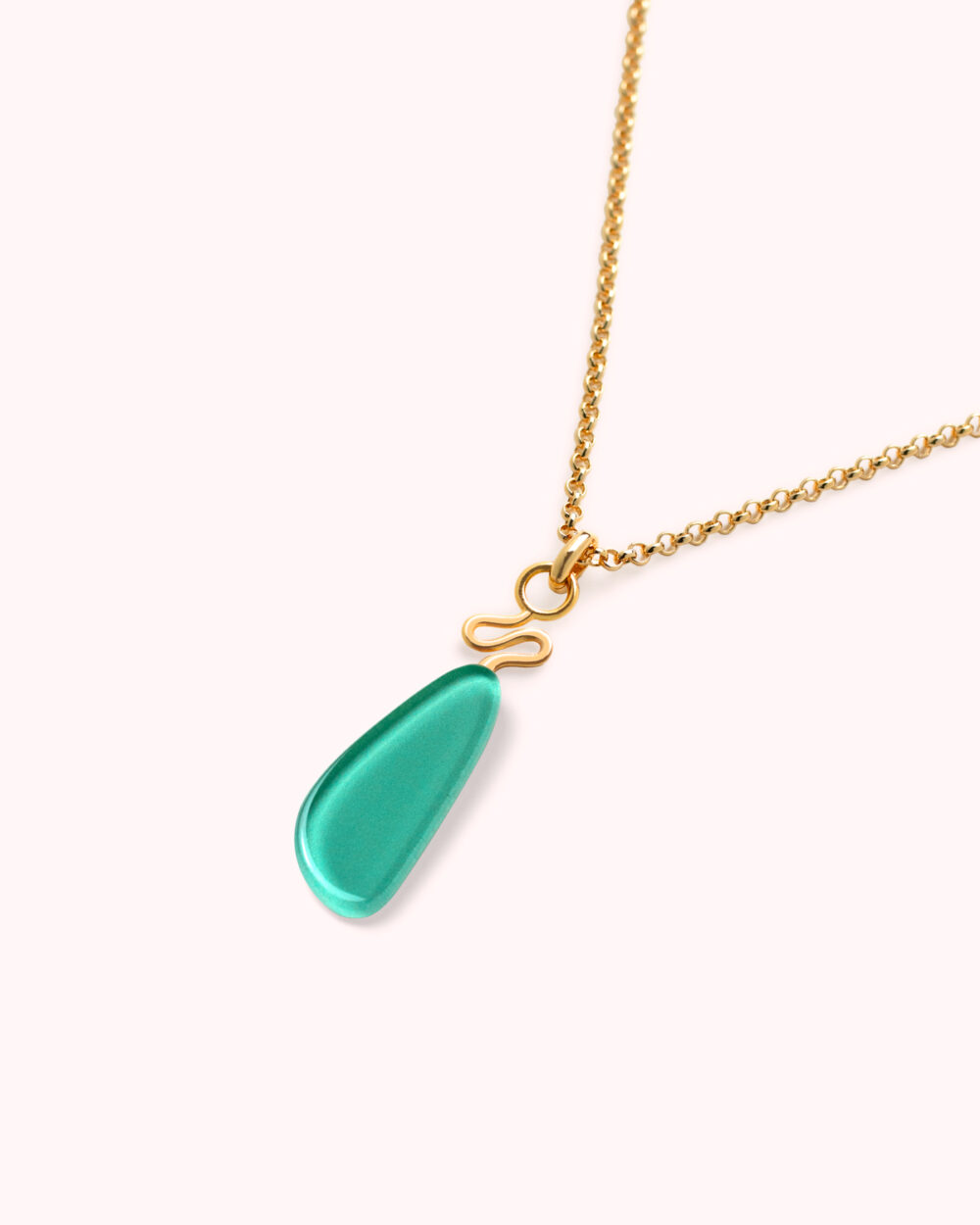 Colar Mini Riva Verde Água - Banho Ouro 18K