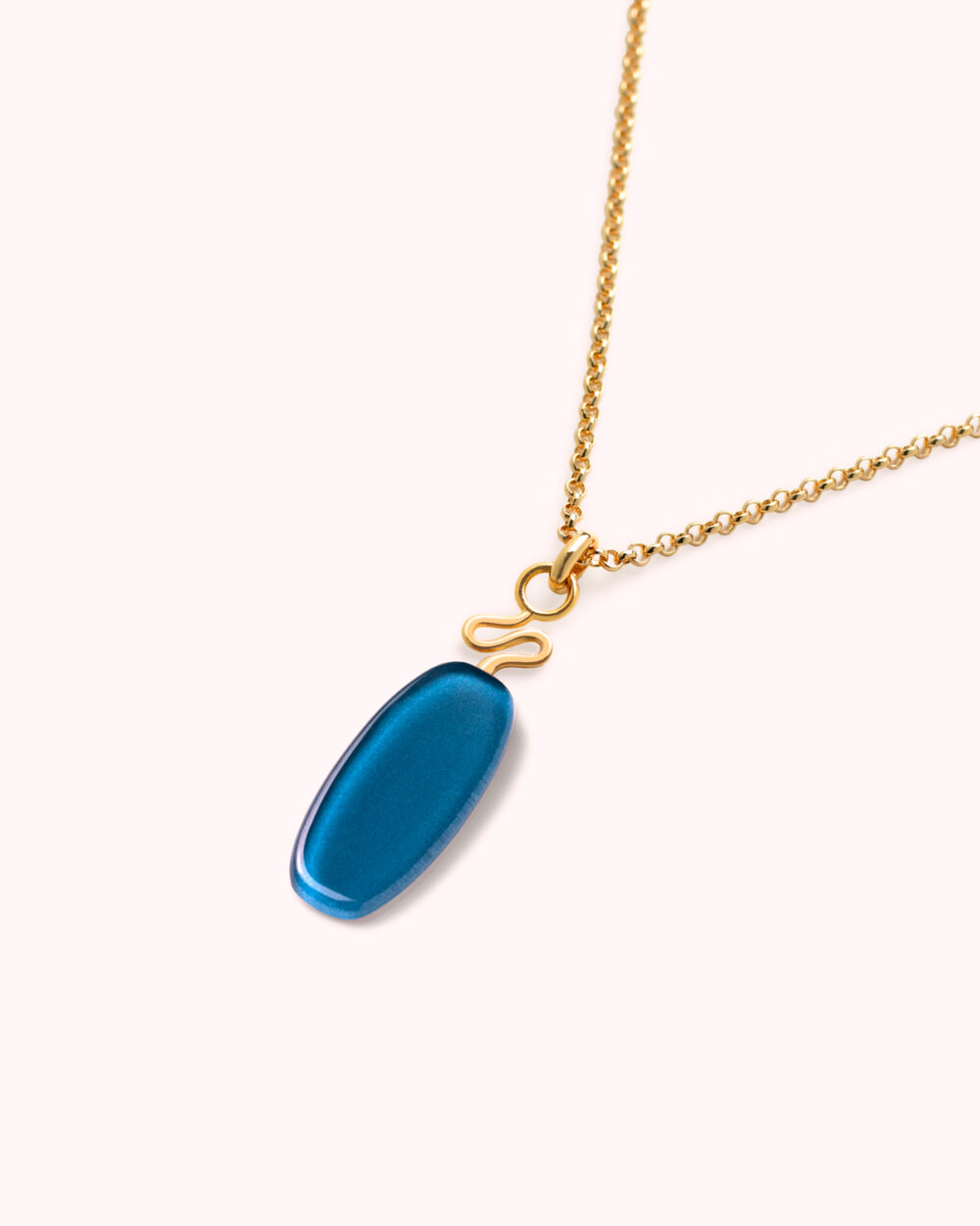 Colar Mini Leme Azul - Banho Ouro 18K