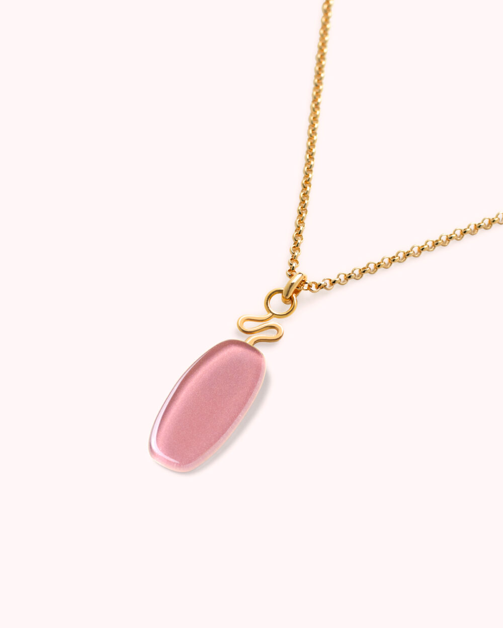 Colar Mini Leme Rosa – Banho Ouro 18K