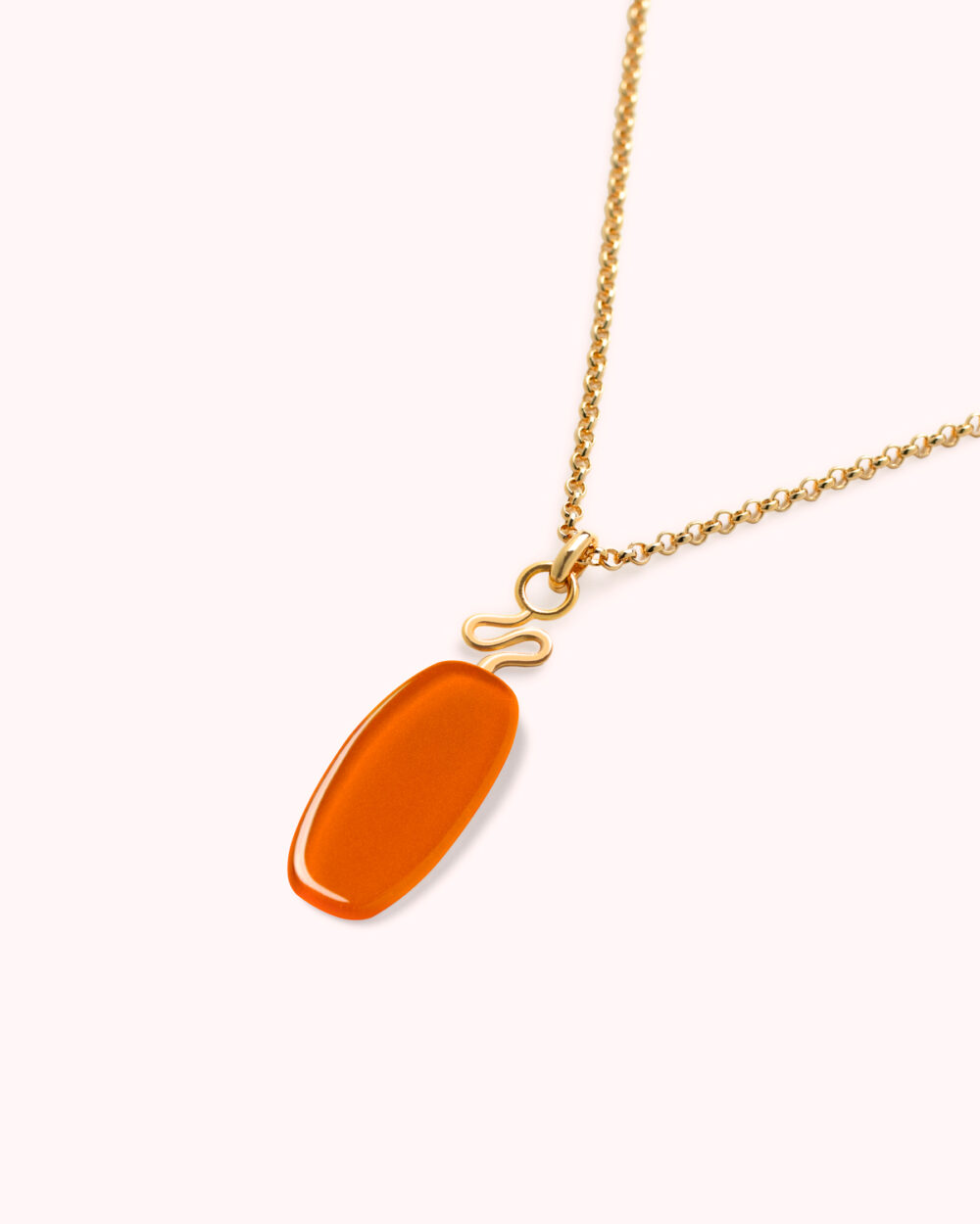 Colar Mini Leme Laranja – Banho Ouro 18K