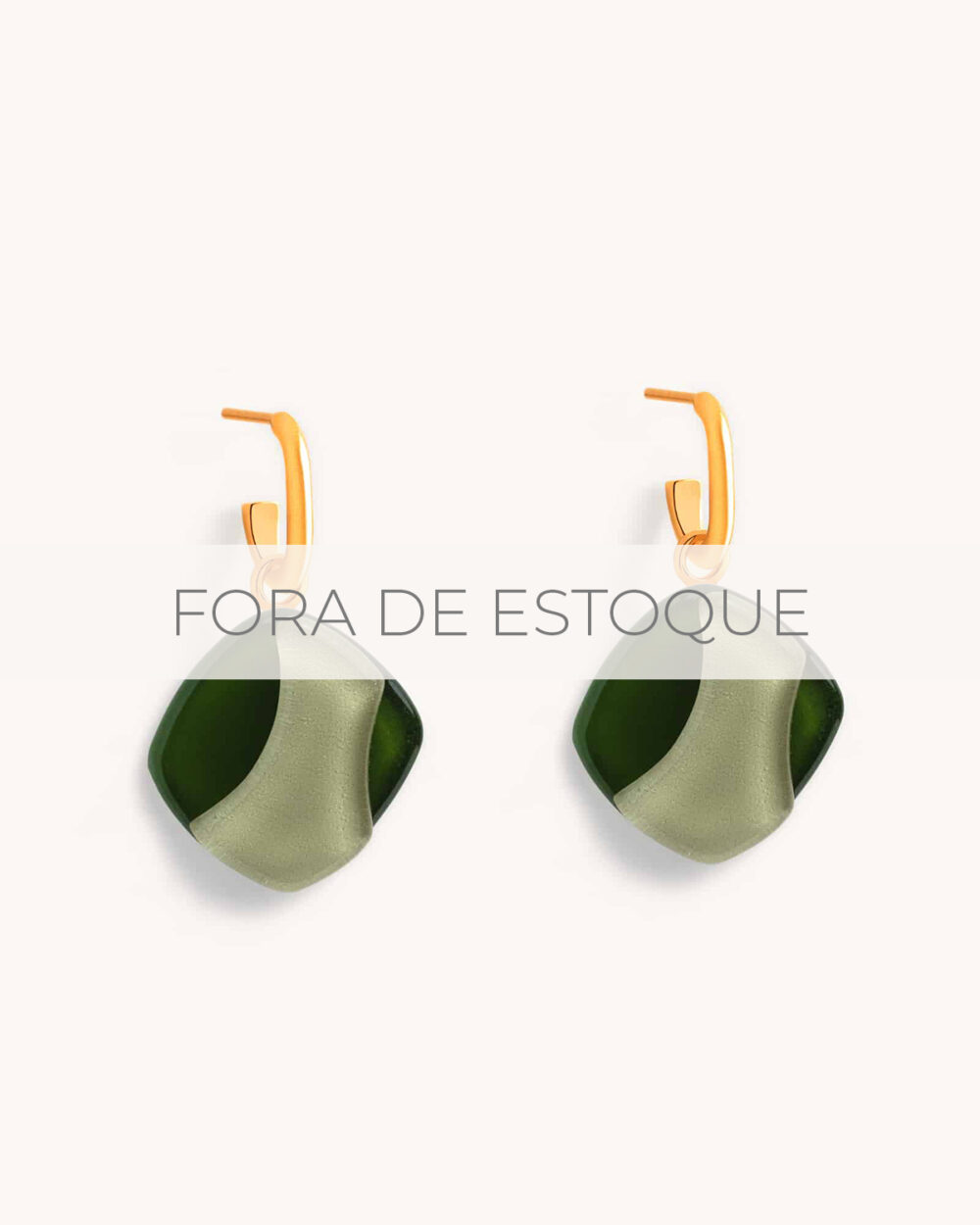 Argola Vértice Nº1 Verde – Banho Ouro 18K