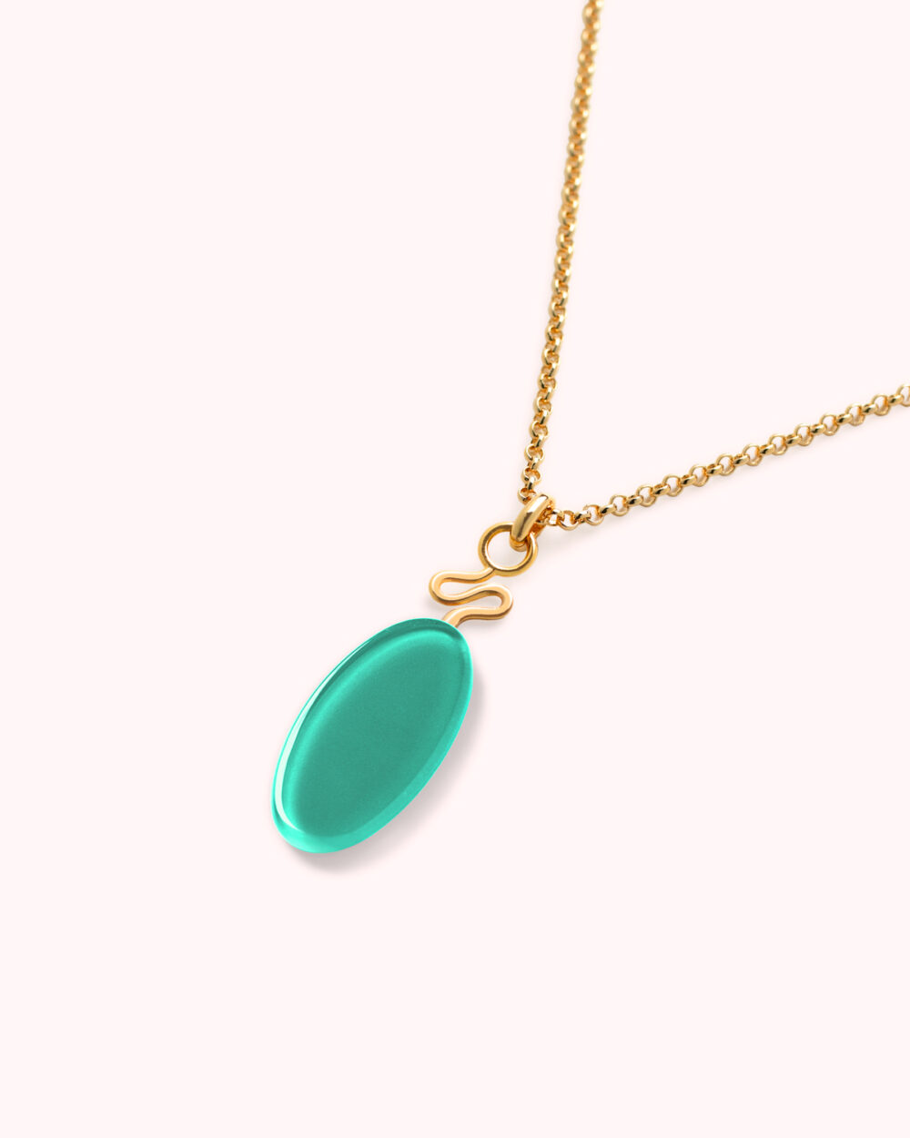 Colar Mini Costa Verde Água - Banho Ouro 18K