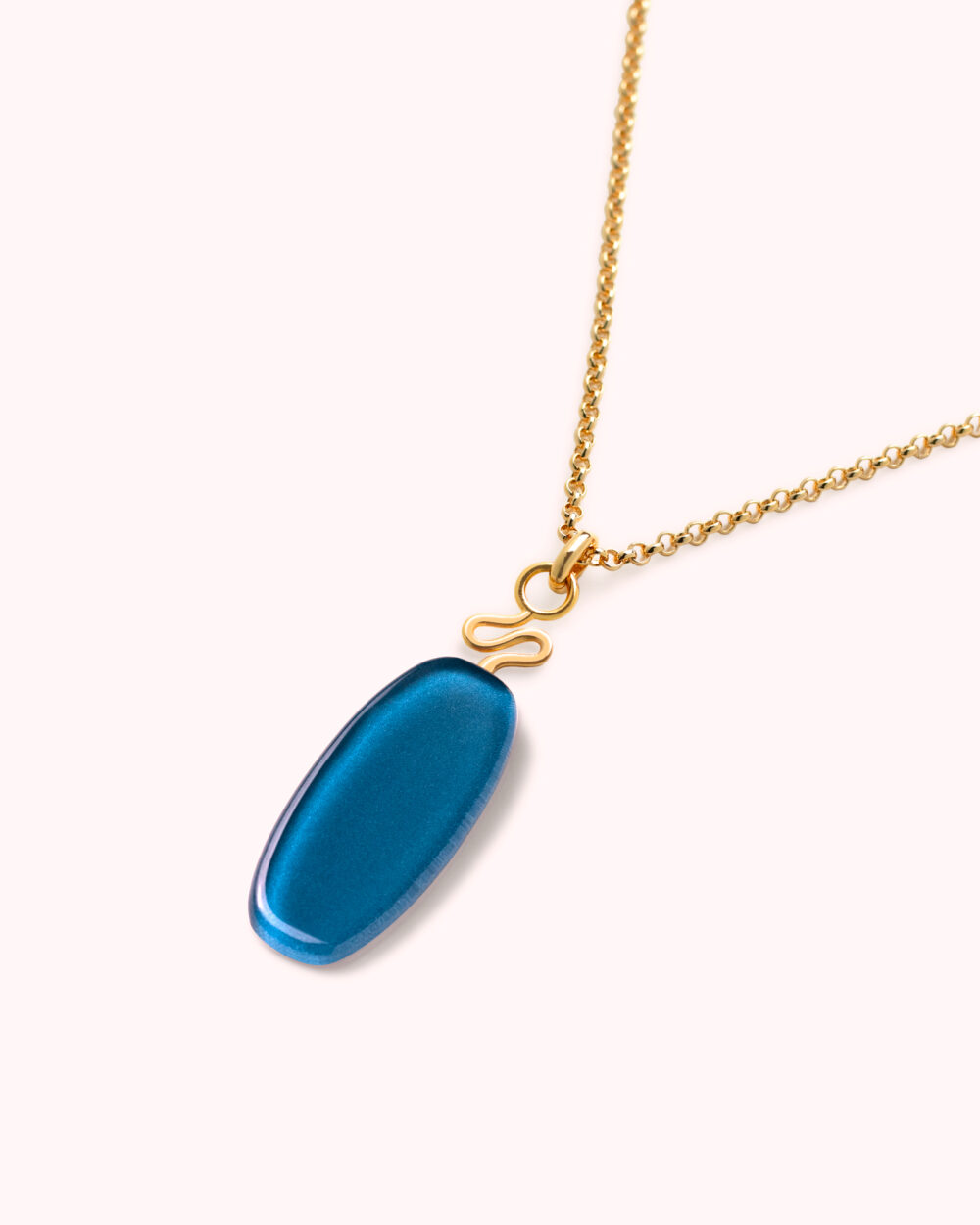 Colar Leme Azul - Banho Ouro 18K