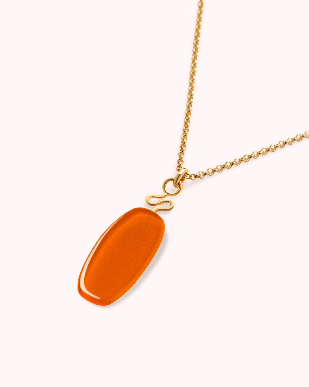 Colar Leme Laranja – Banho Ouro 18K