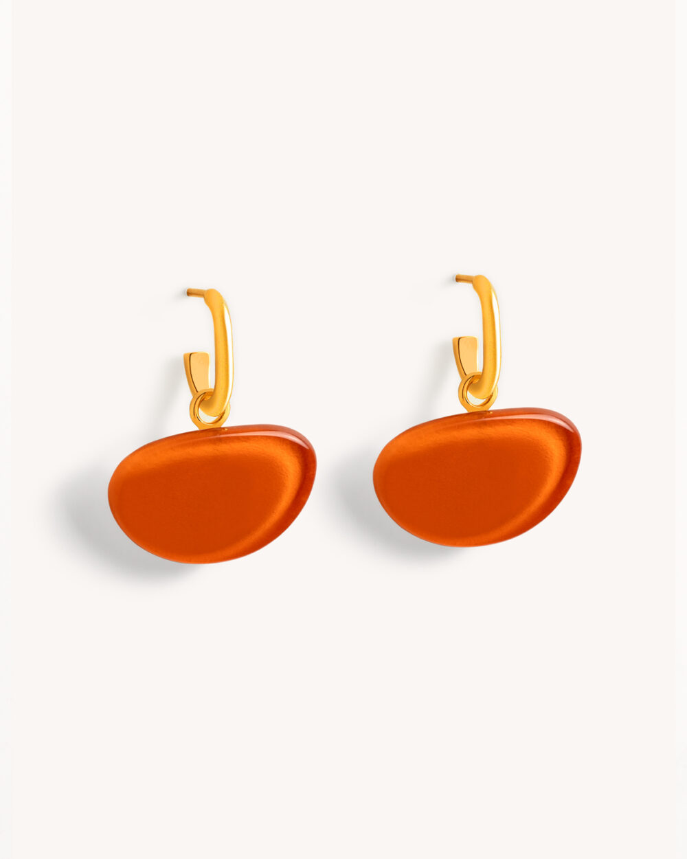 Brinco Domo Laranja – Banho Ouro 18K