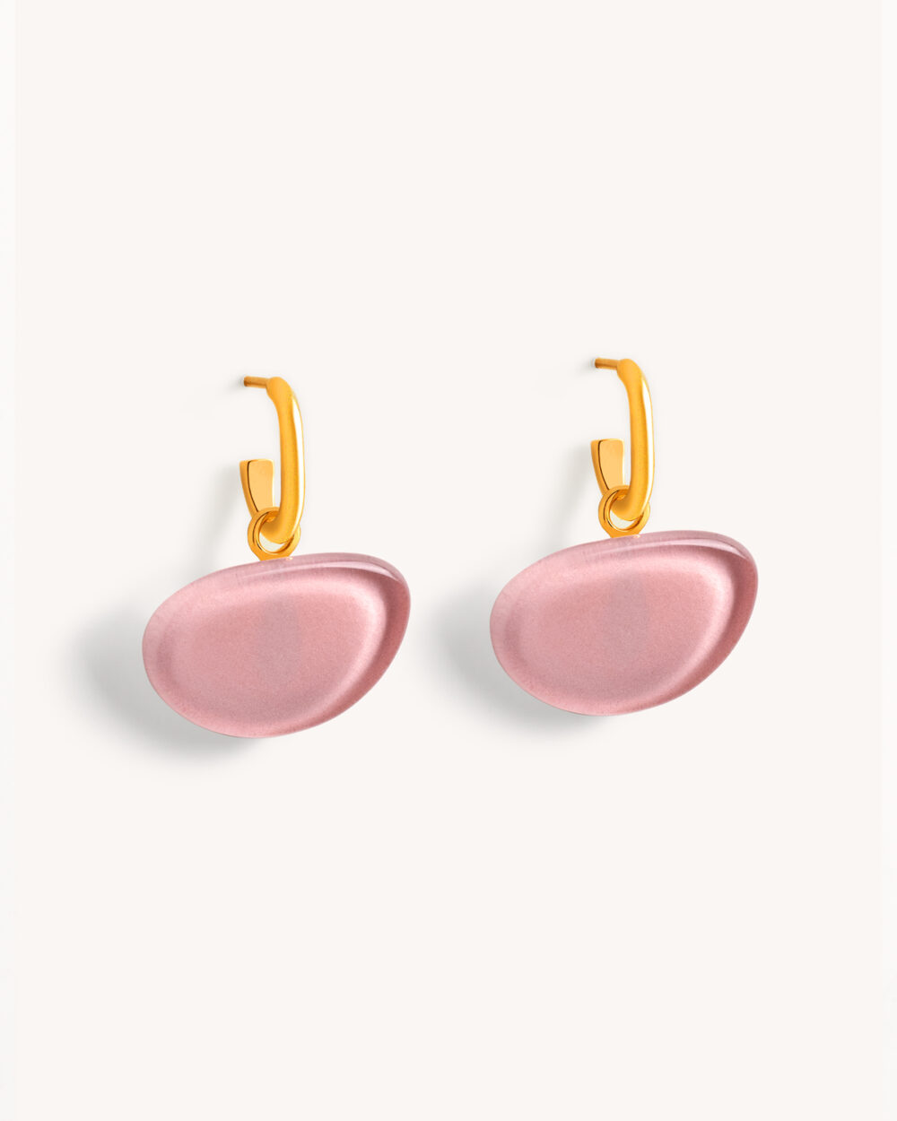 Brinco Domo Rosa – Banho Ouro 18K
