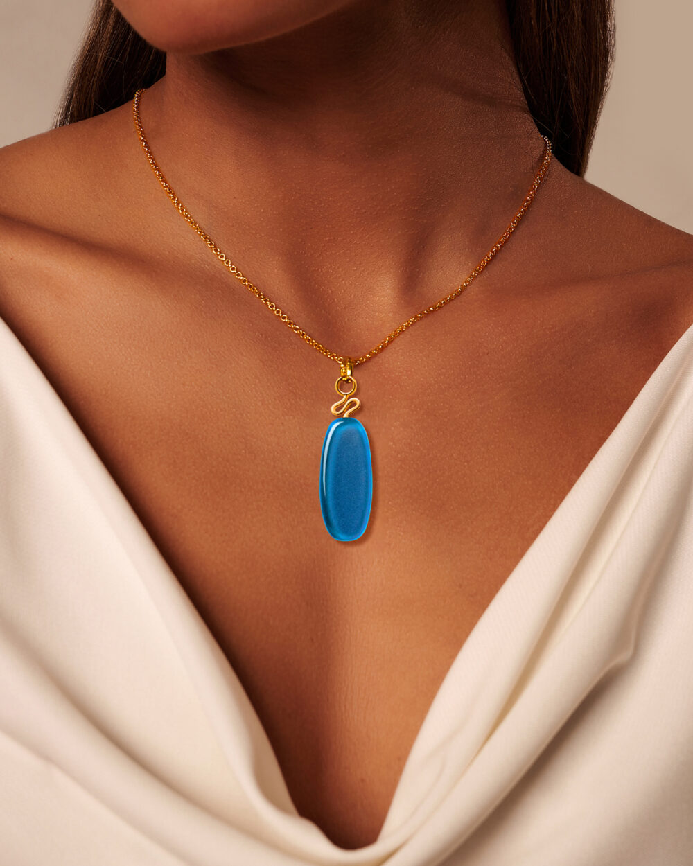 Colar Leme Azul - Banho Ouro 18K - Image 2