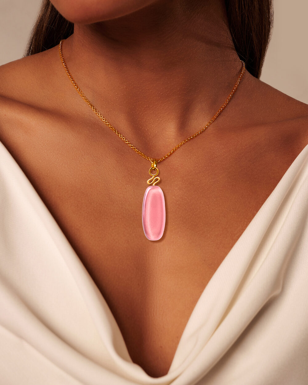 Colar Leme Rosa – Banho Ouro 18K - Image 2