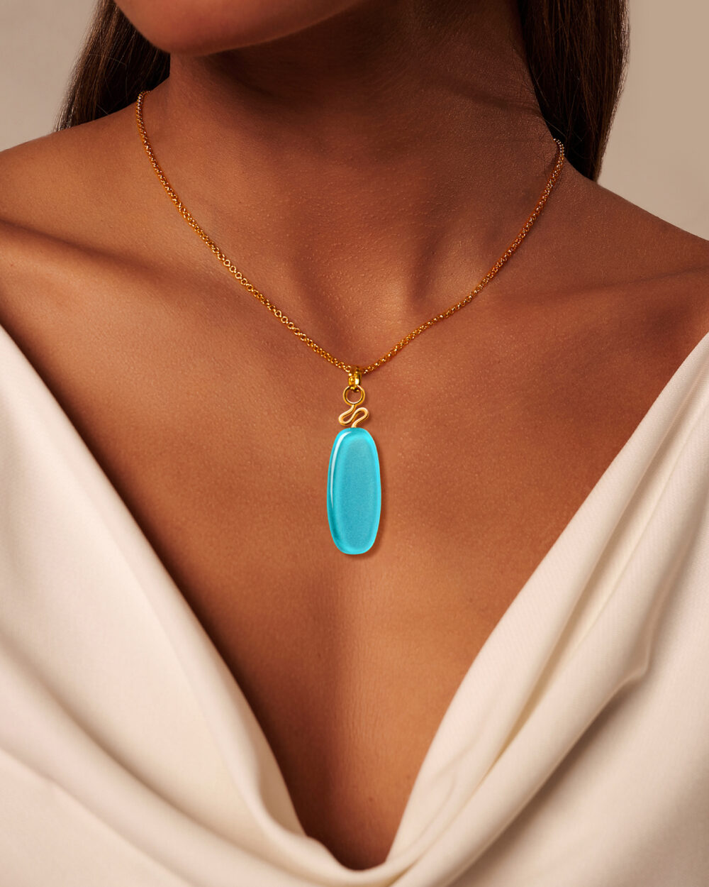 Colar Leme Azul Turquesa - Banho Ouro 18K - Image 2