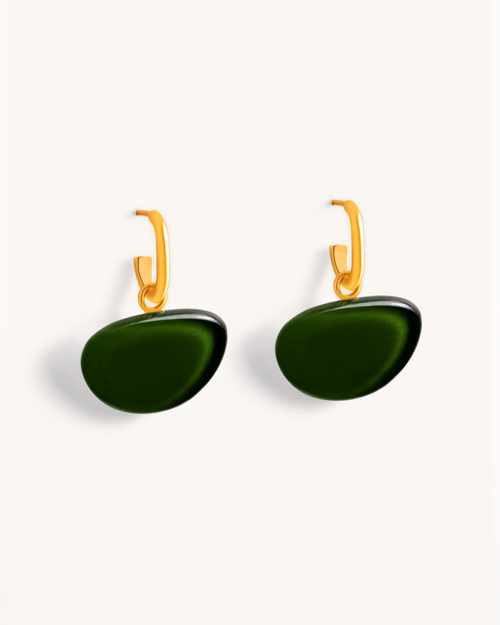 Brinco Domo Verde – Banho Ouro 18K