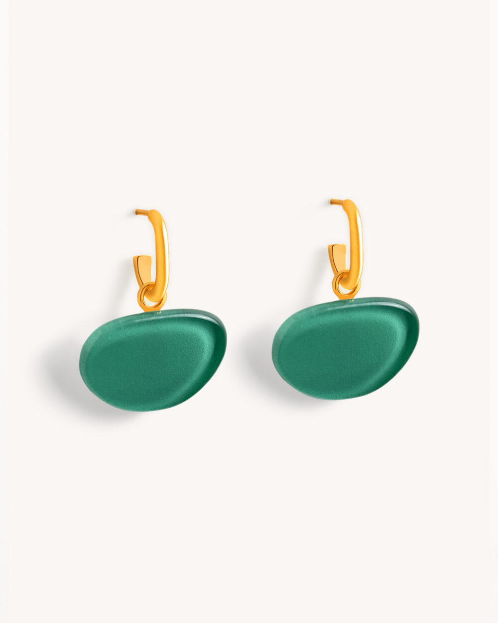 Brinco Domo Verde Água – Banho Ouro 18K