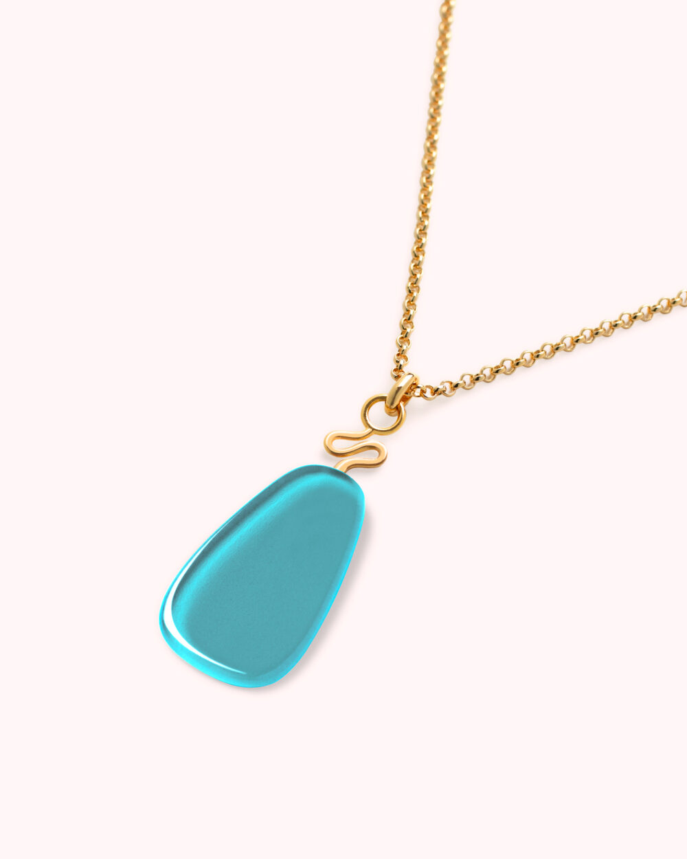 Colar Punta Azul Turquesa - Banho Ouro 18K