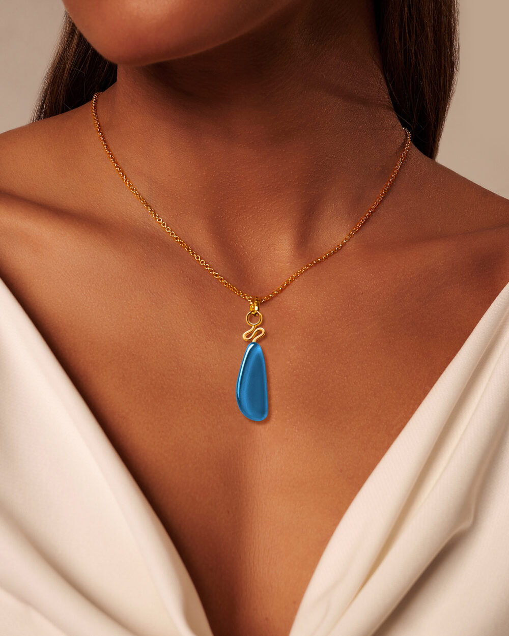 Colar Mini Riva Azul - Banho Ouro 18K - Image 2