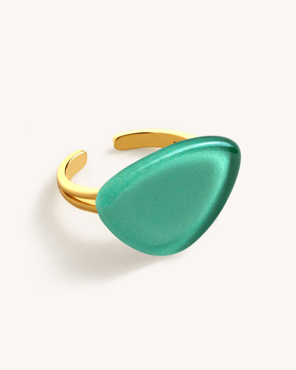 Anel Blanca Verde Água – Banho Ouro 18K