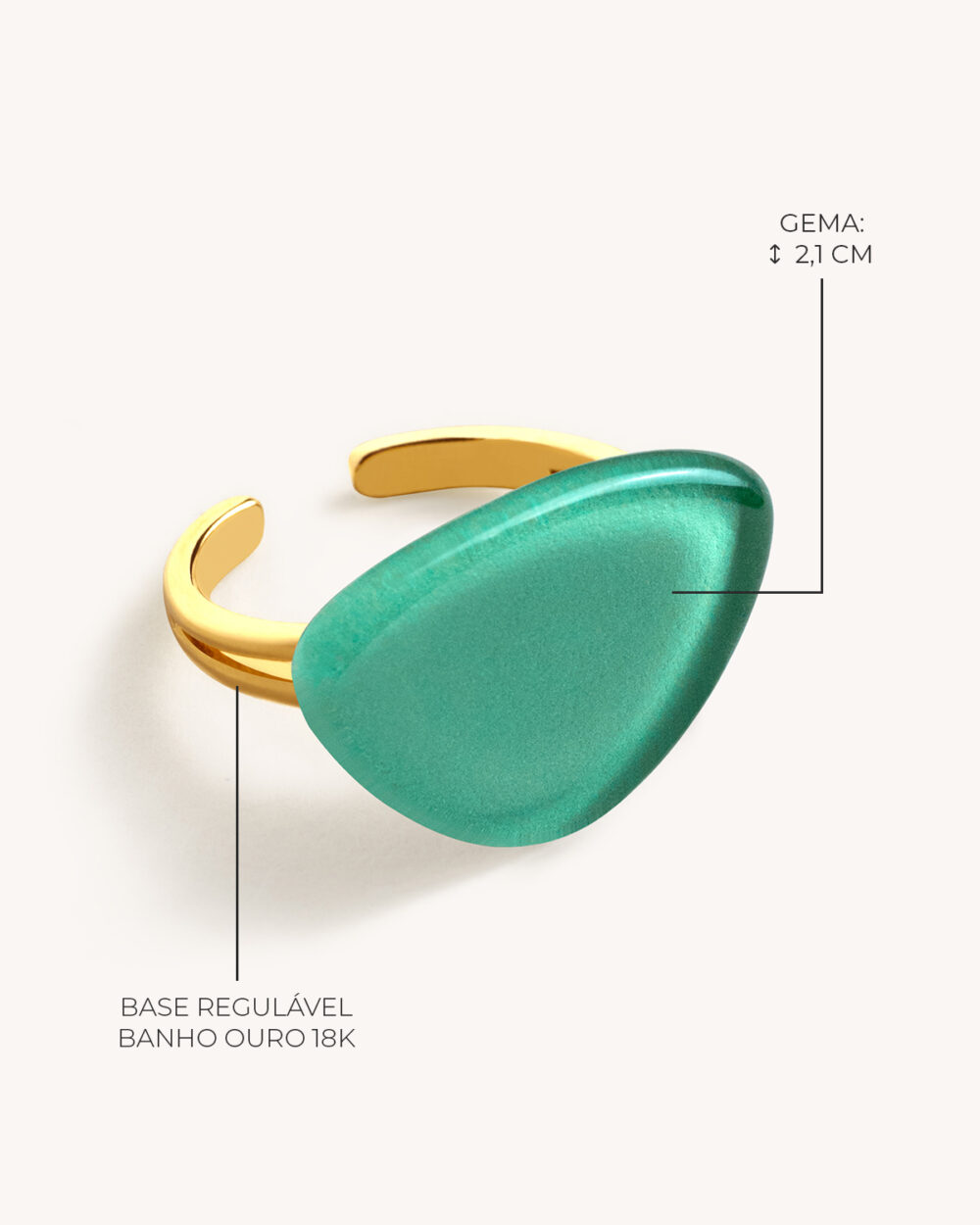 Anel Blanca Verde Água – Banho Ouro 18K - Image 3