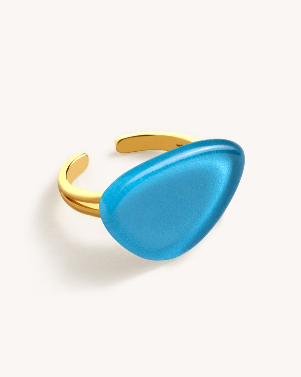 Anel Blanca Azul Claro – Banho Ouro 18K