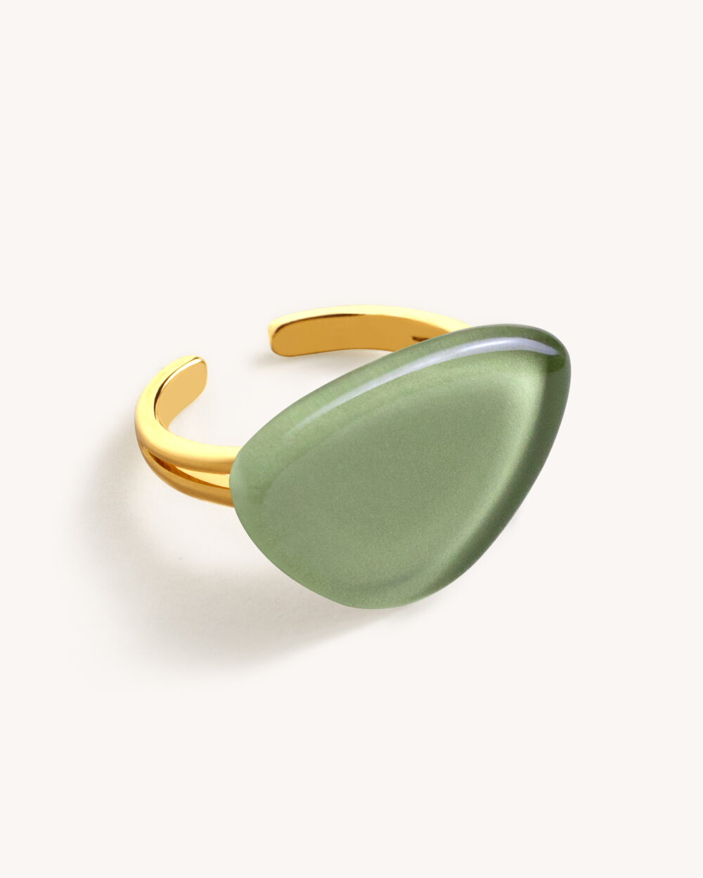 Anel Blanca Verde Militar – Banho Ouro 18K