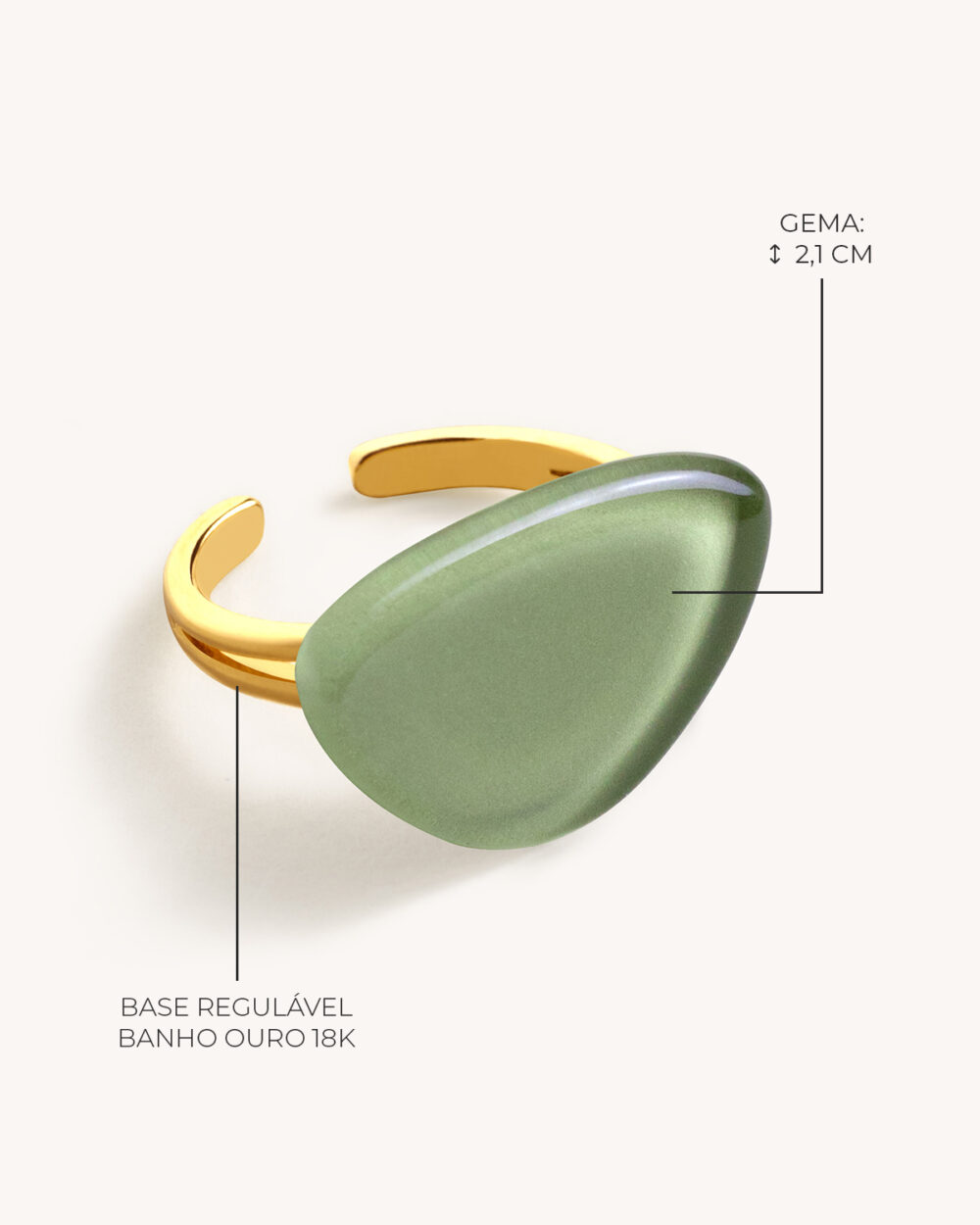 Anel Blanca Verde Militar – Banho Ouro 18K - Image 3