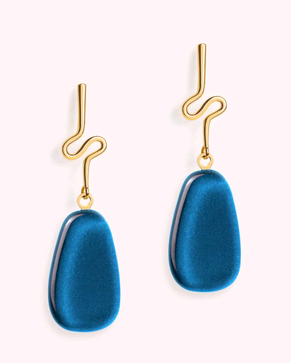 Brinco Punta Azul - Banho Ouro 18K