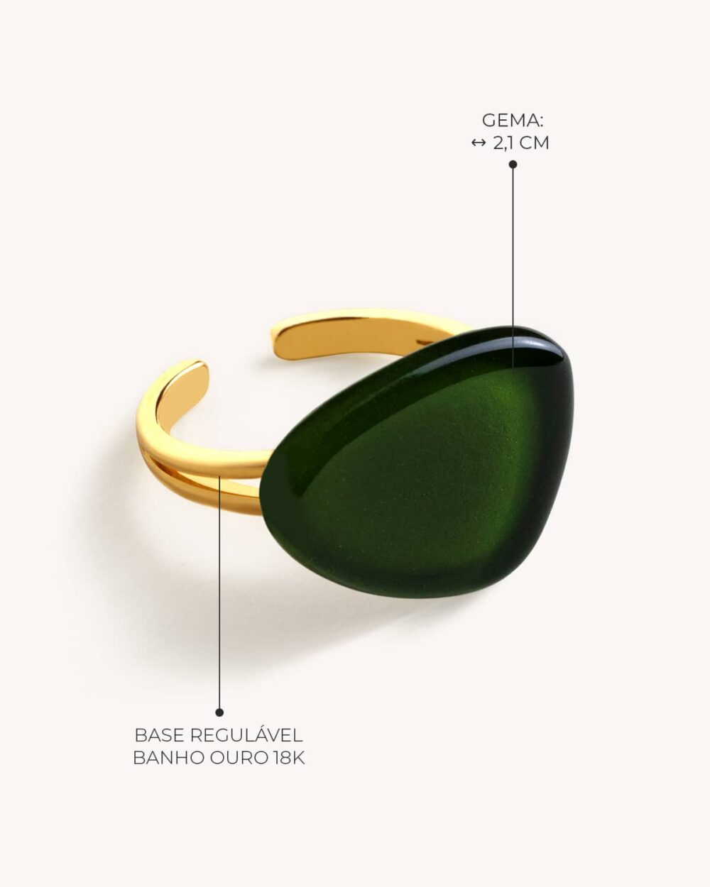 Anel Gota Verde – Banho Ouro 18K - Image 3