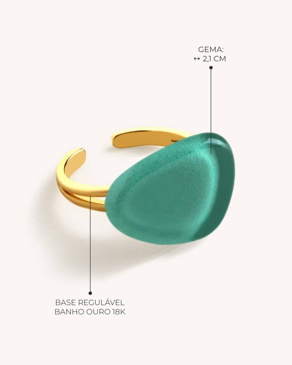 Anel Gota Verde Água – Banho Ouro 18K - Image 3