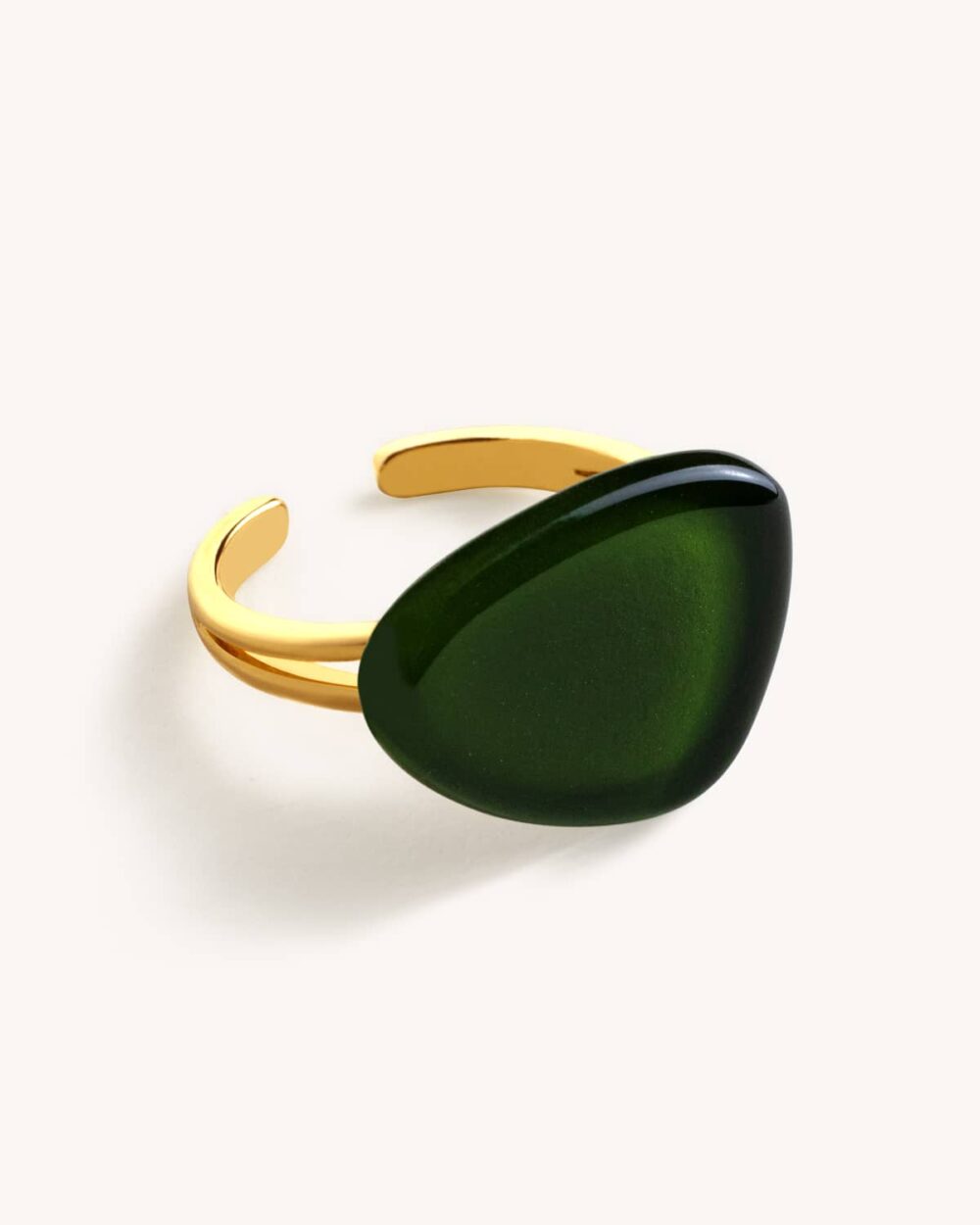 Anel Gota Verde – Banho Ouro 18K