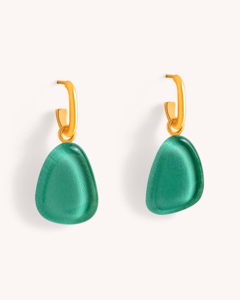 Brinco Gota Verde Água – Banho Ouro 18K