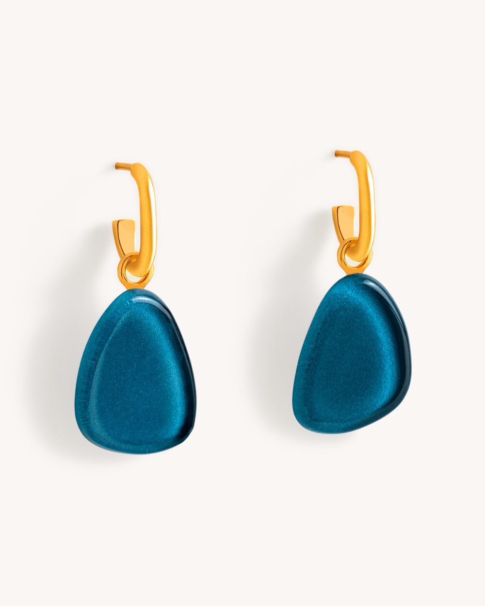 Brinco Gota Azul – Banho Ouro 18K