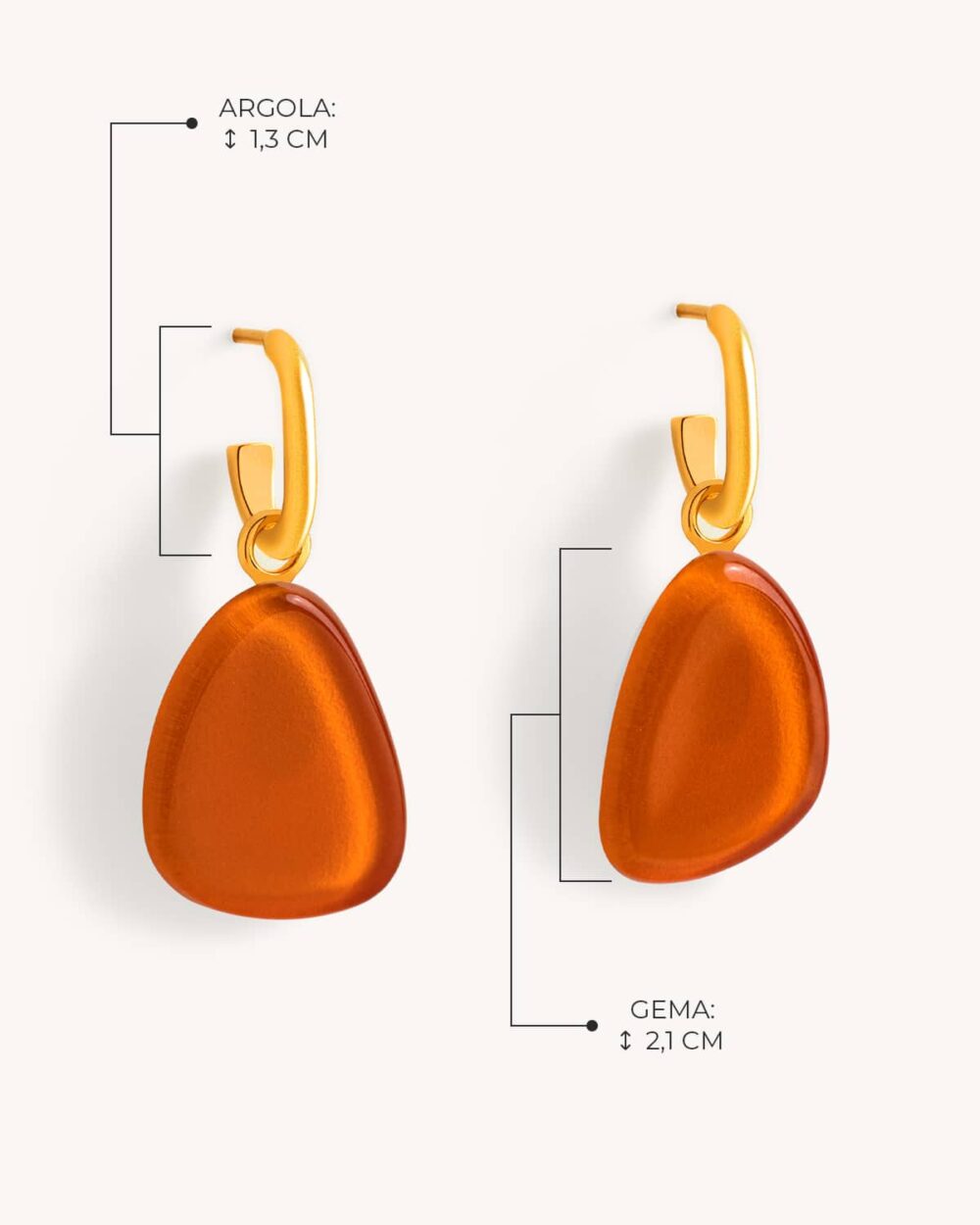 Brinco Gota Laranja – Banho Ouro 18K - Image 5