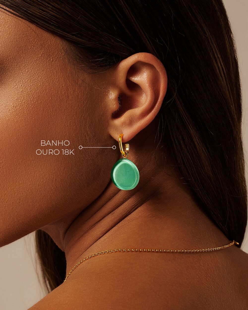 Brinco Flora Verde Água – Banho Ouro 18K - Image 4