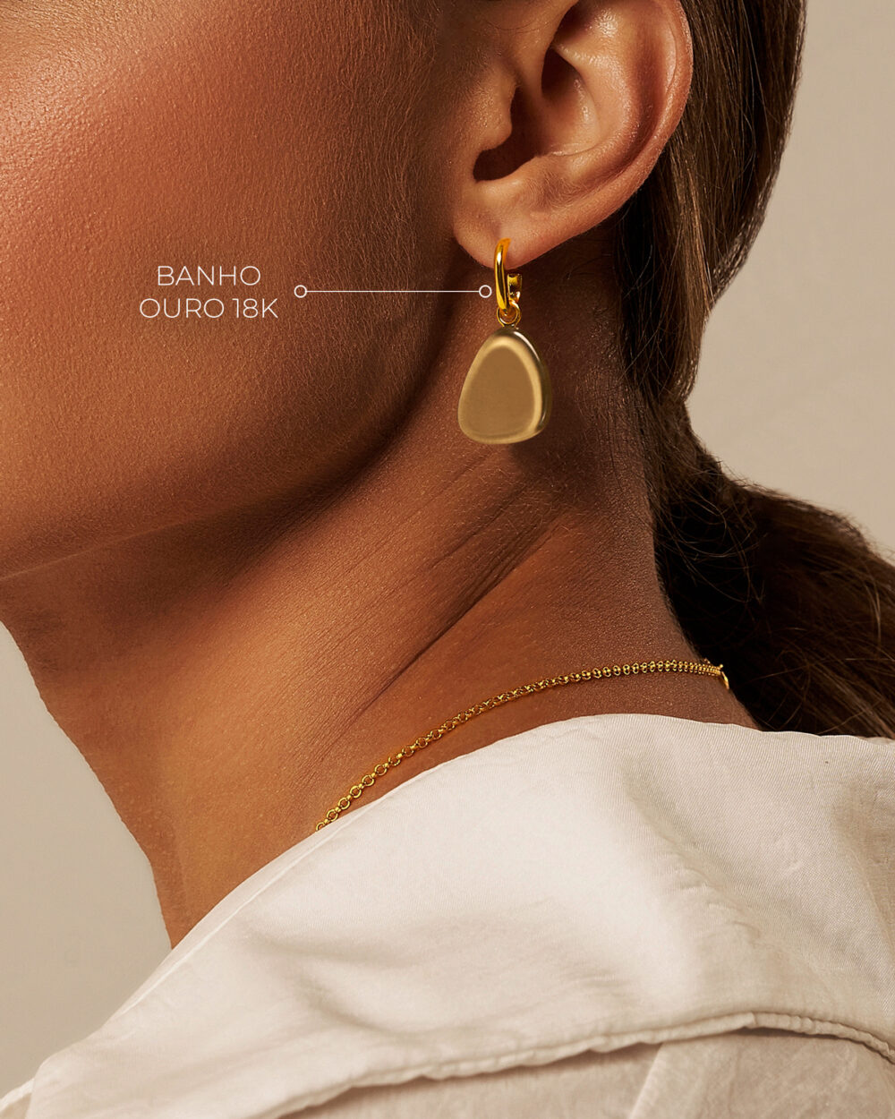 Brinco Gota Verde Militar – Banho Ouro 18K - Image 4