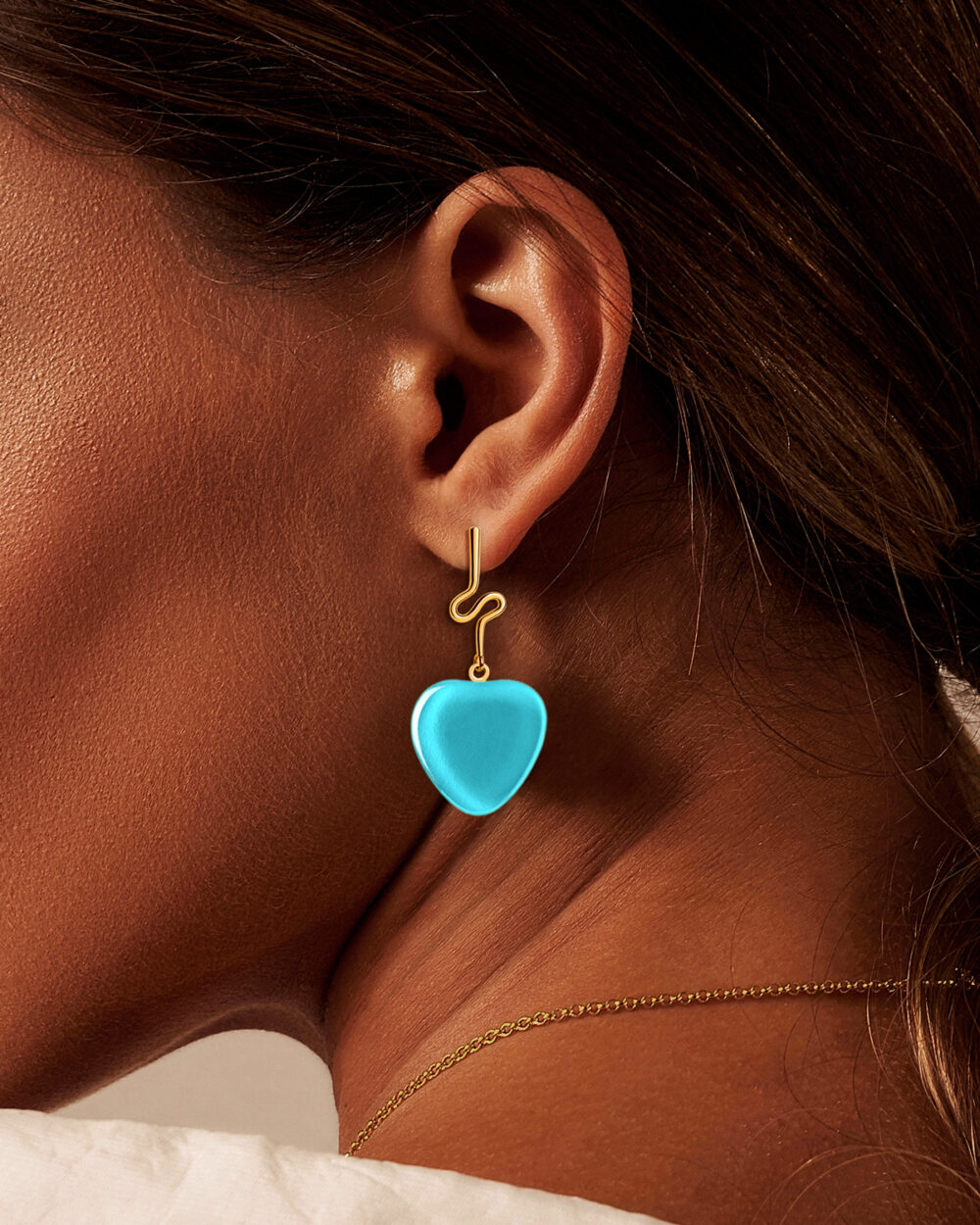 Brinco Orla Azul Turquesa - Banho Ouro 18K - Image 2