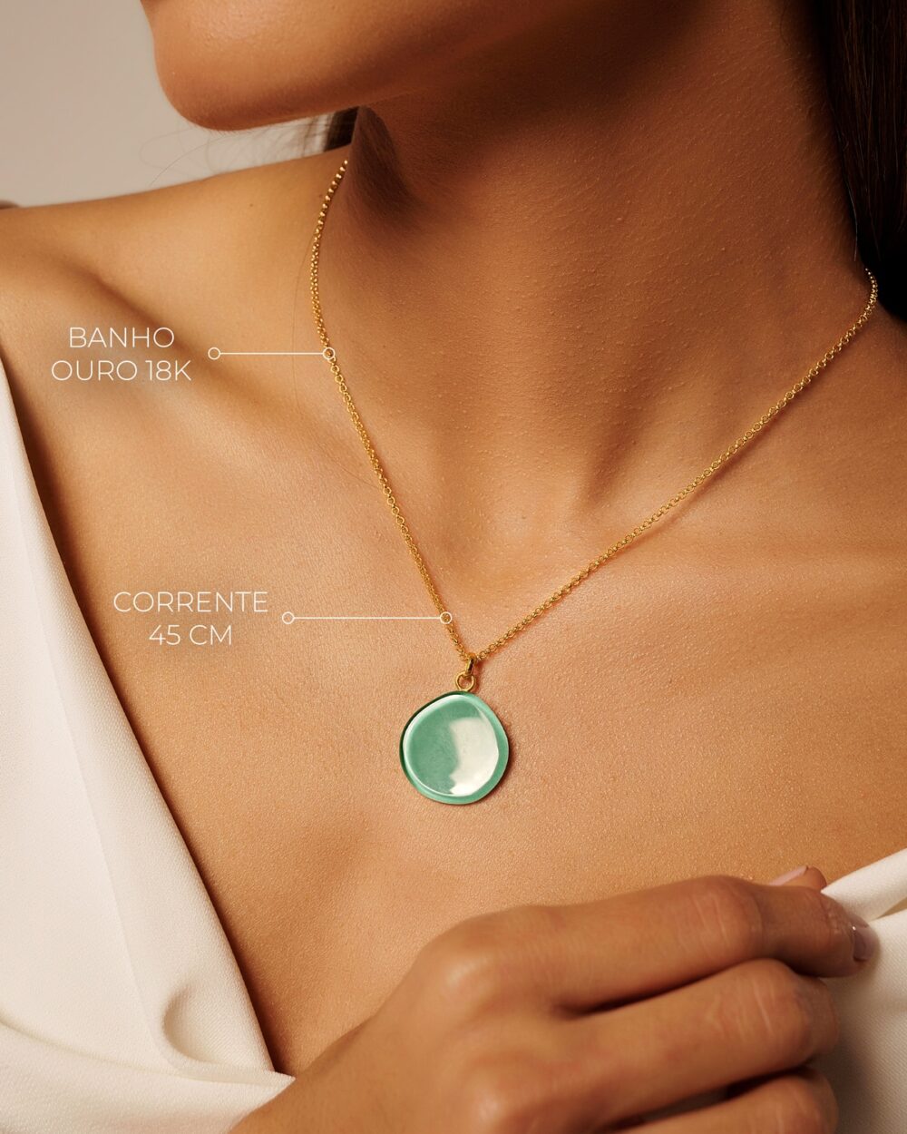 Colar Flora Verde Água – Banho Ouro 18K - Image 3