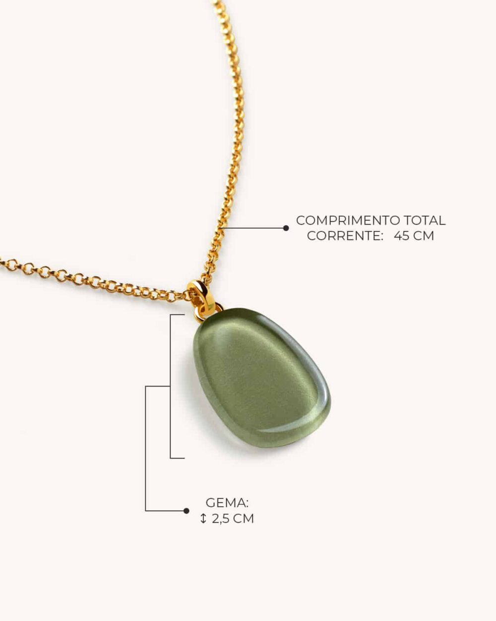 Colar Pétala Verde Militar – Banho Ouro 18K - Image 4