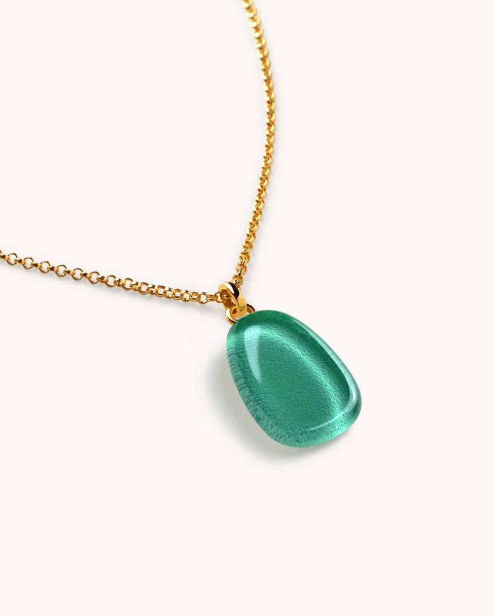 Colar Pétala Verde Água – Banho Ouro 18K