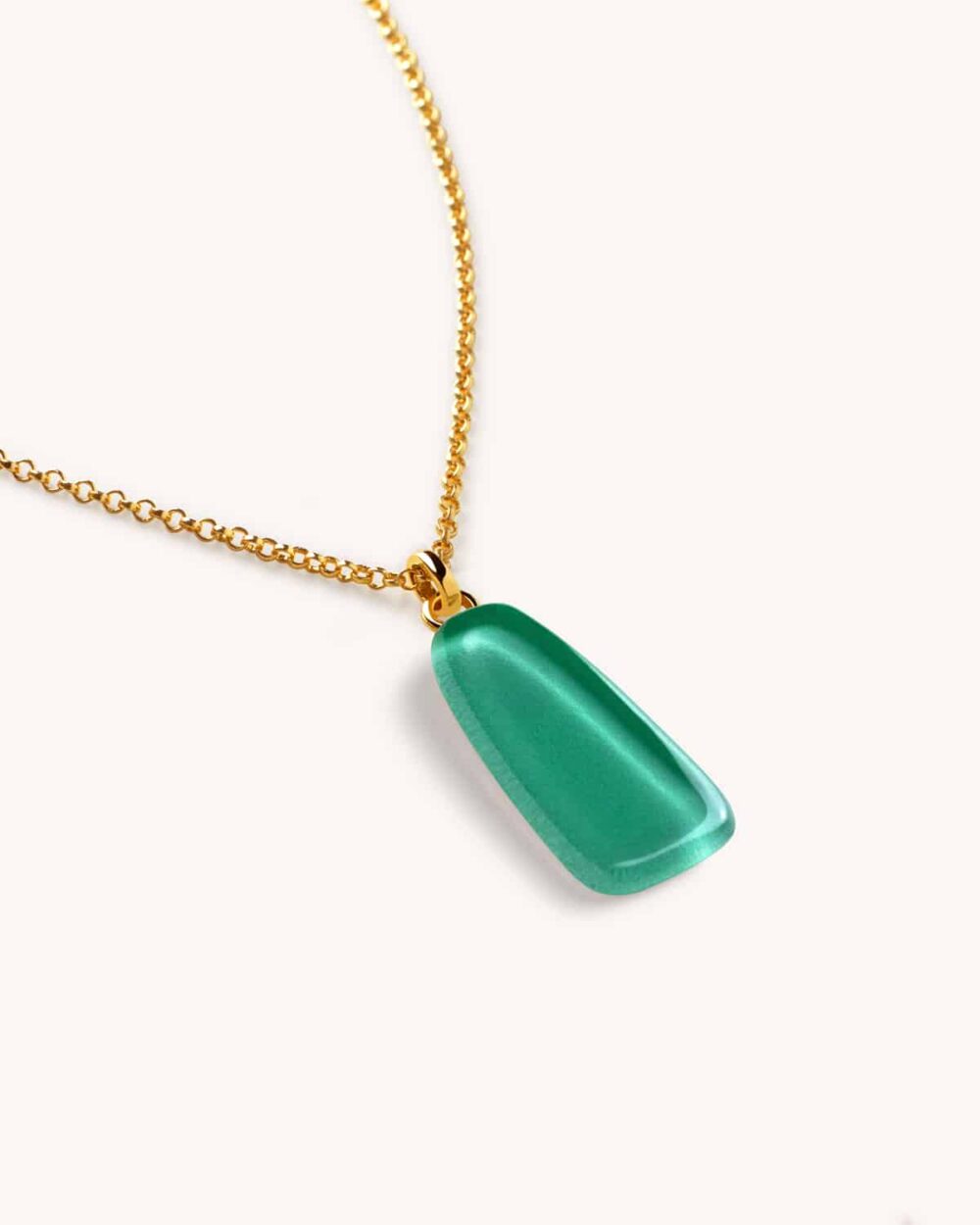 Colar Tulipa Verde Água – Banho Ouro 18K