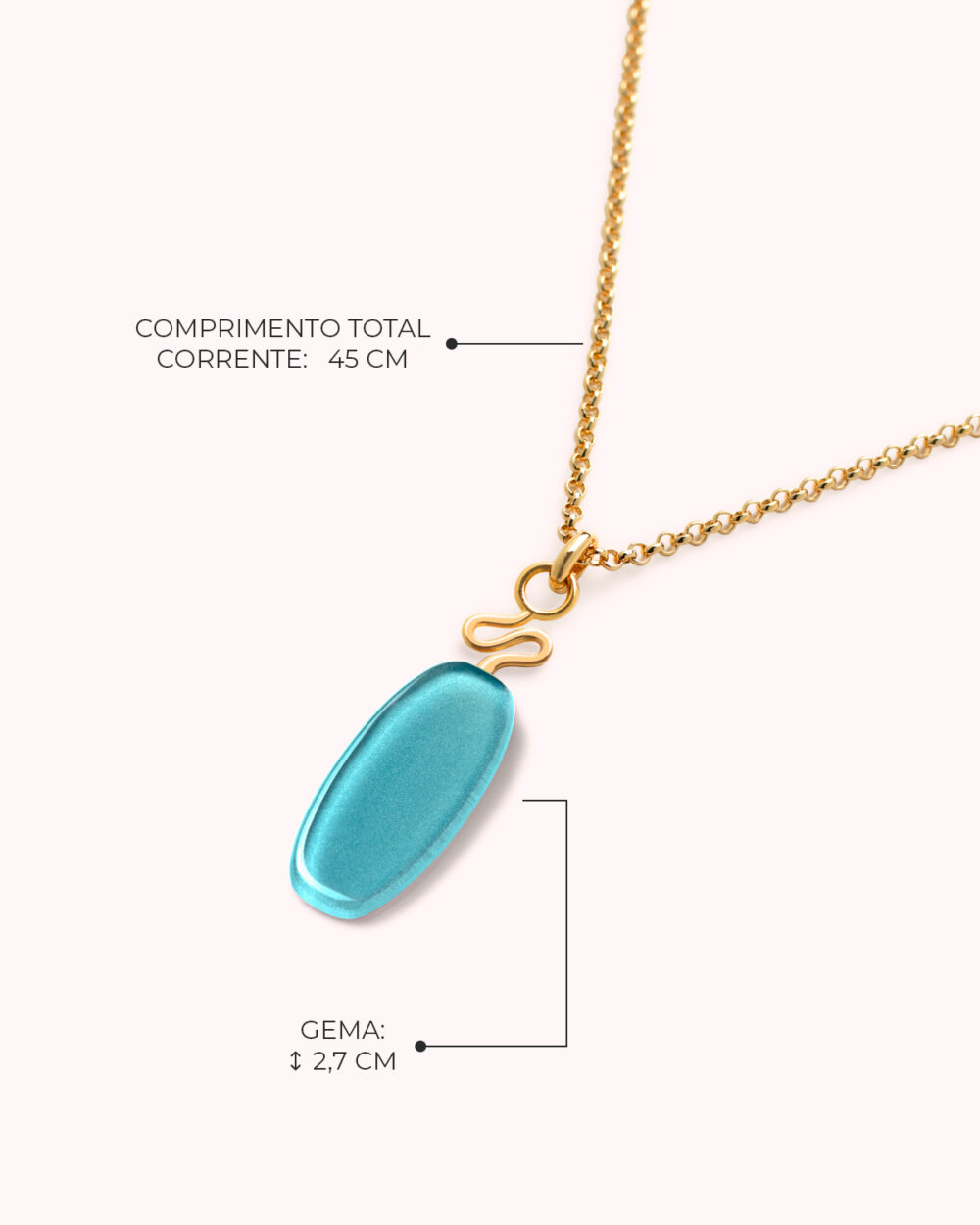 Colar Mini Leme Azul Turquesa - Banho Ouro 18K - Image 3