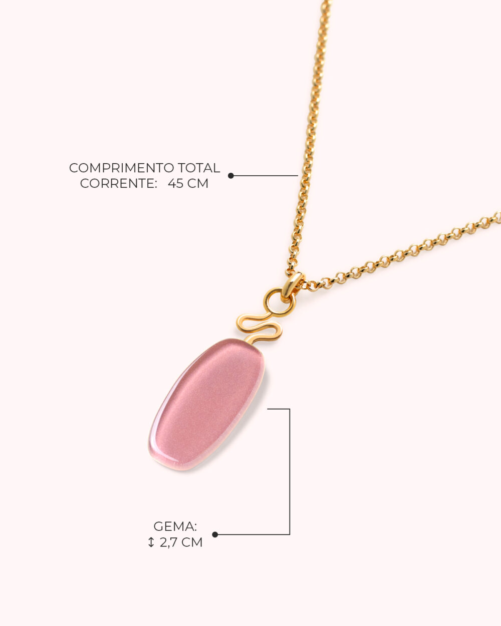 Colar Mini Leme Rosa – Banho Ouro 18K - Image 3