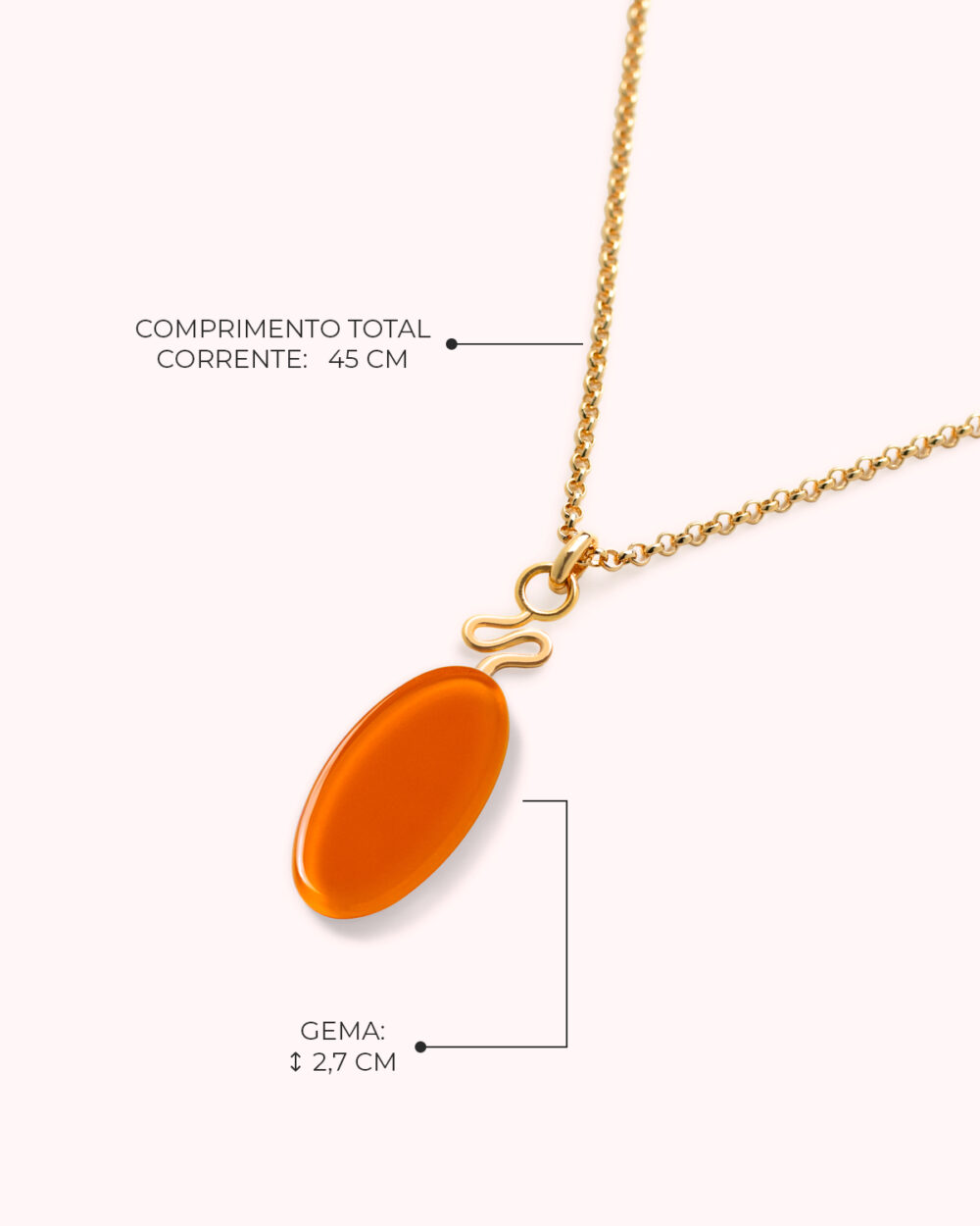 Colar Mini Costa Laranja – Banho Ouro 18K - Image 3