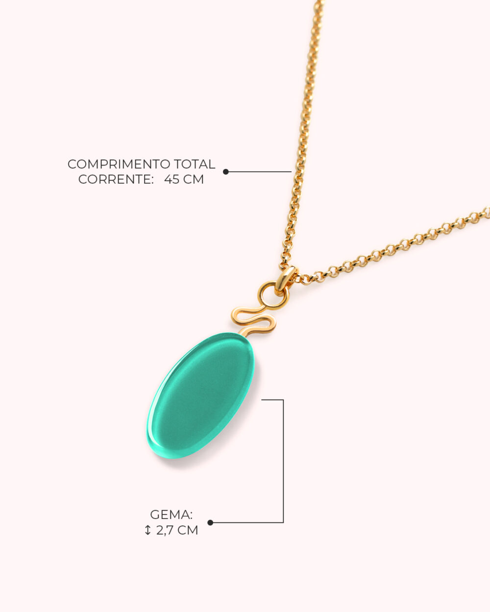 Colar Mini Costa Verde Água - Banho Ouro 18K - Image 3