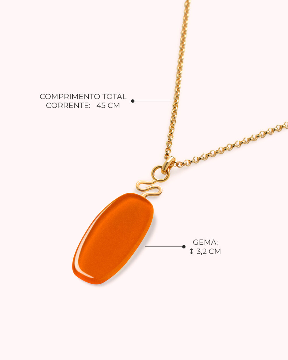 Colar Leme Laranja – Banho Ouro 18K - Image 3