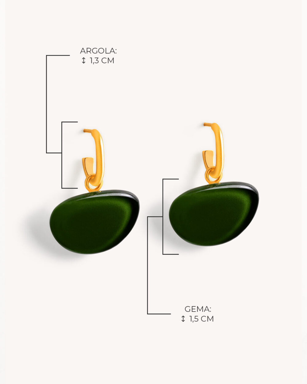 Brinco Domo Verde – Banho Ouro 18K - Image 3