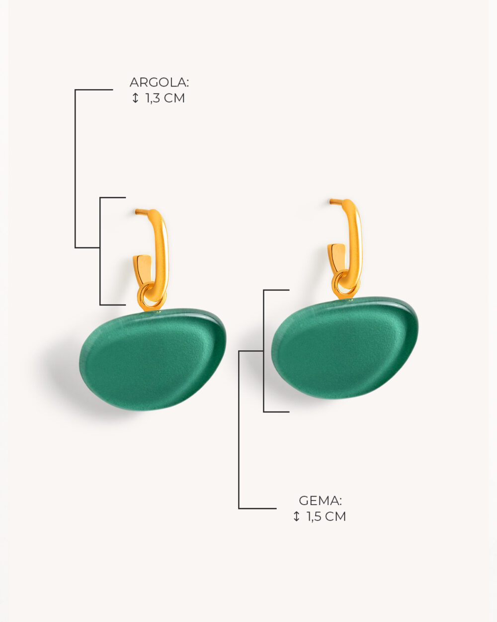 Brinco Domo Verde Água – Banho Ouro 18K - Image 3