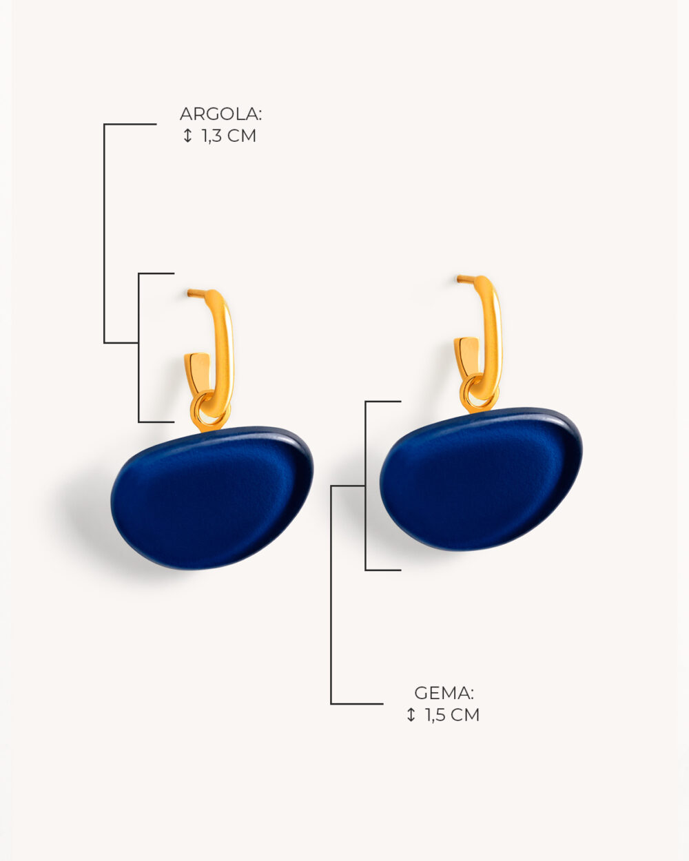 Brinco Domo Azul Escuro – Banho Ouro 18K - Image 3