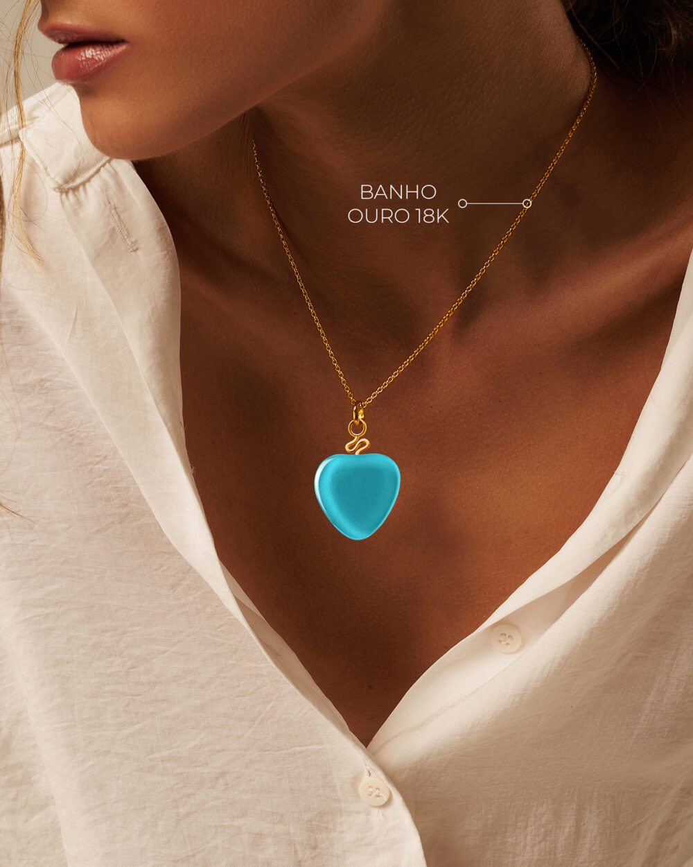 Colar Orla Azul Turquesa – Banho Ouro 18K - Image 4