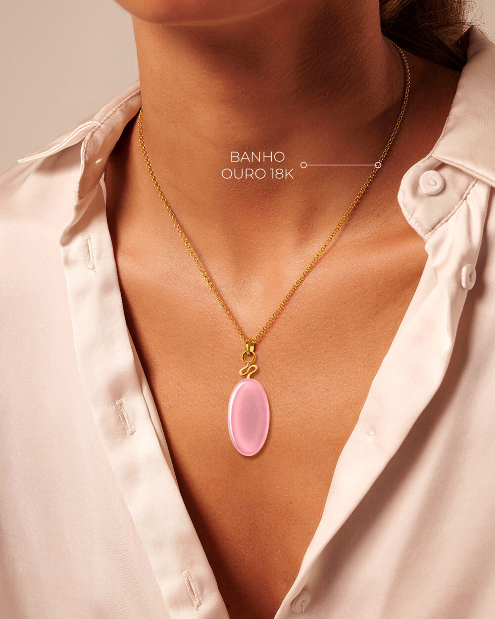 Colar Costa Rosa – Banho Ouro 18K - Image 4