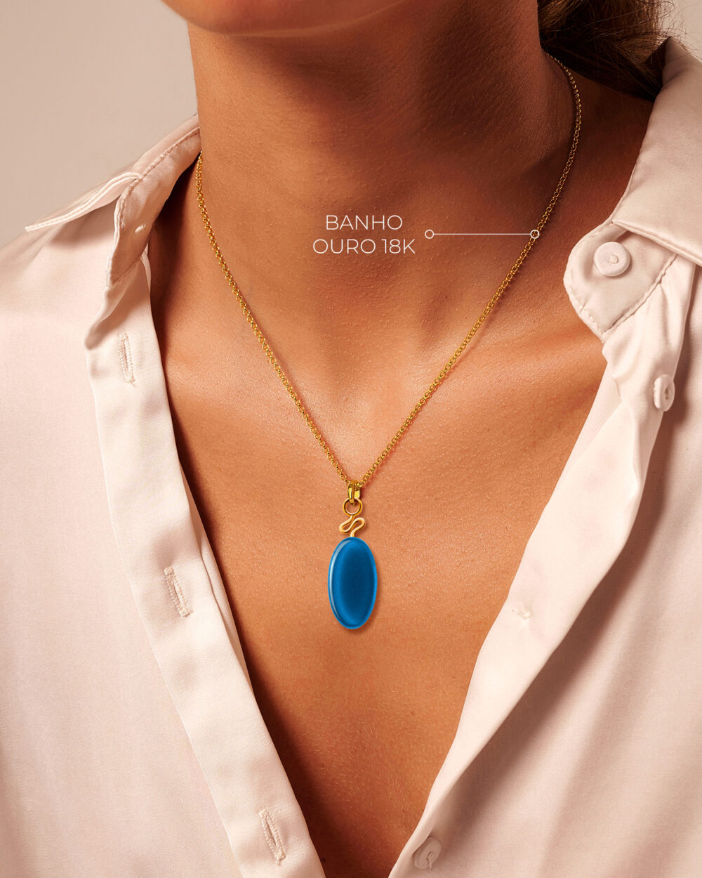 Colar Mini Costa Azul - Banho Ouro 18K - Image 4