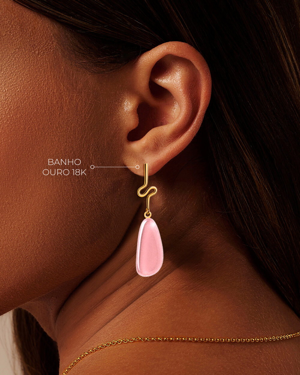 Brinco Riva Rosa – Banho Ouro 18K - Image 4