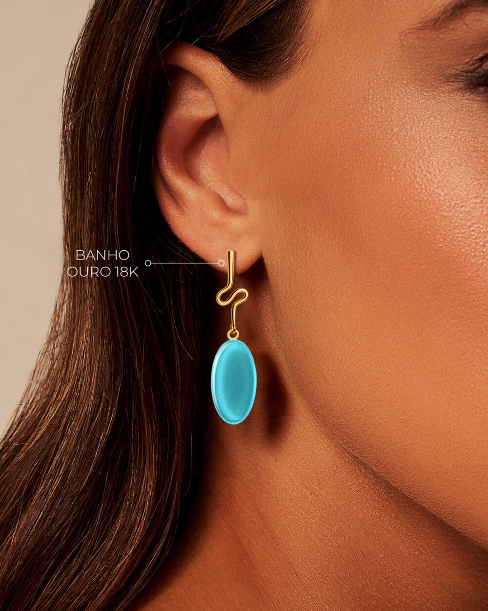 Brinco Costa Azul Turquesa - Banho Ouro 18K - Image 4