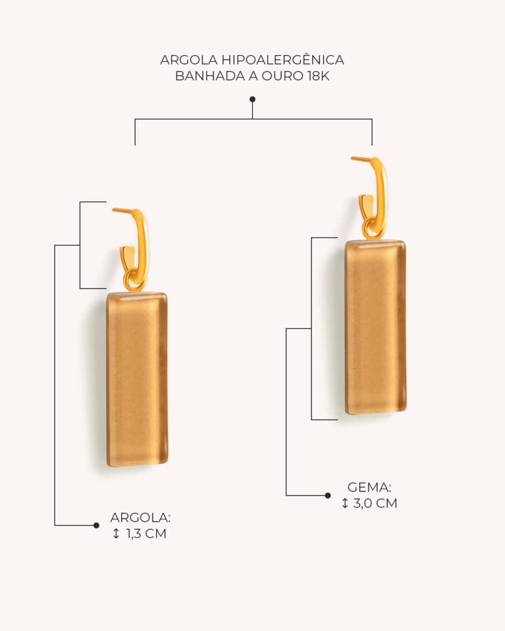 Argola Retângulo Ocre – Banho Ouro 18K - Image 4